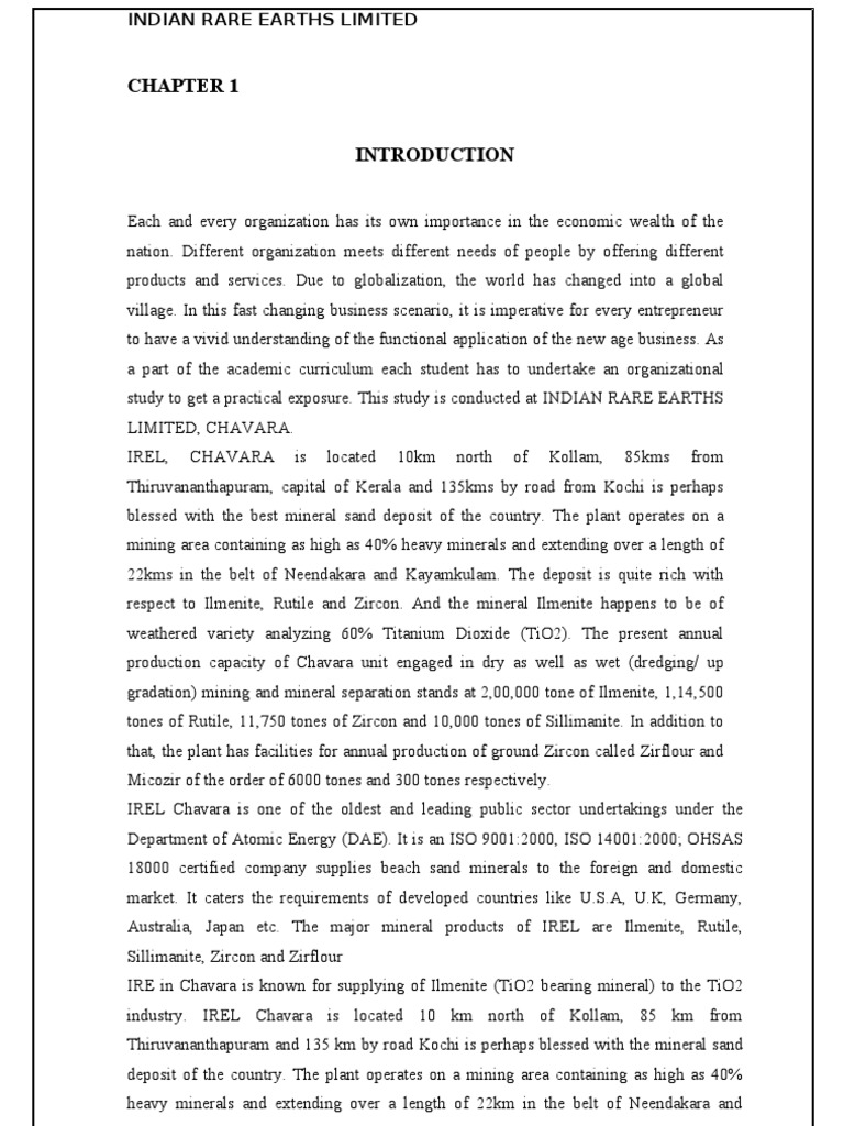 irel chavara organisation study
